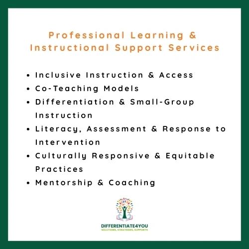 Professional learning and instructional support services list.