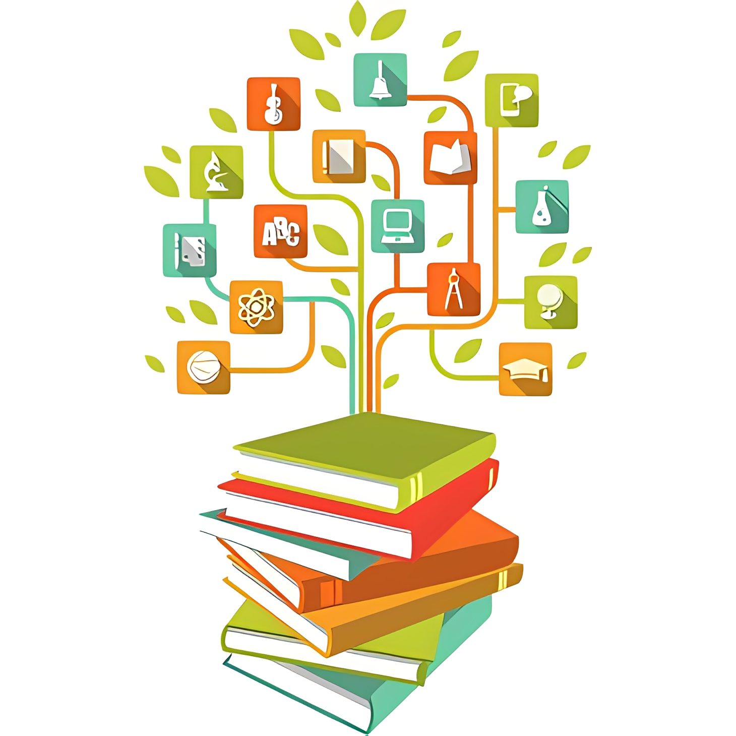 Books growing into a tree of knowledge.